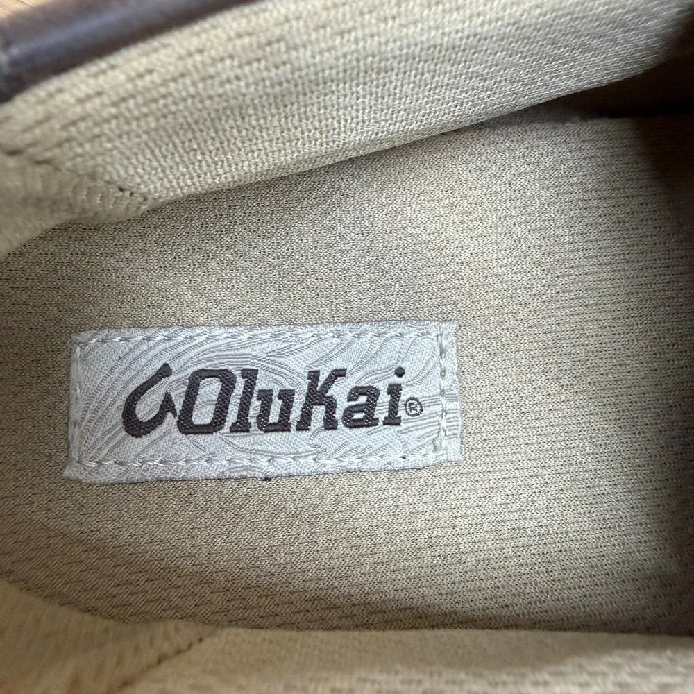 Olukai Mano Boat Loafers Mens 8 EU 41 Brown Leather Moc Toe Shoes